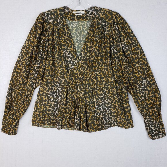 ISABEL MARANT Amirya Floral Top Blouse Bronze Balloon Sleeves size 38 / M - Picture 2 of 15
